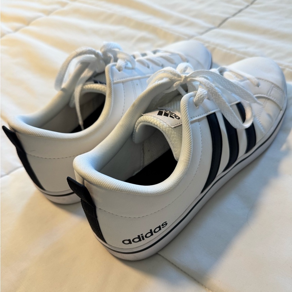 Adidas Men's White Sneakers with Black Stripes